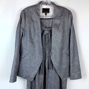 Banana Republic Gray Linen Chambray Blazer And Wide Leg Paperbag Pants Suit